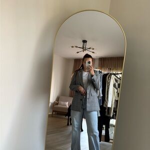 Karl Lagerfeld gray square pattern Houndstooth Blazer